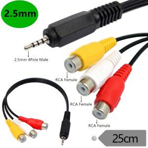 영상선 ERE 2.5mm 3RCA 케이블 4 극 미니 AV 수 암 비디오 스테레오