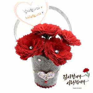펠트 카네이션 꽃바구니 3개입 종이꽃 장 식물 선물 바구니 크래프트 미니어처 플라워