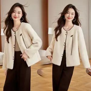 마킷4 여자 자켓 가죽 고급스런 캐주얼 보온 모조 밍크 코트 추동 퍼 JEN4