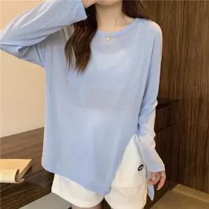 여성 2컬러 루즈핏 커버업 트임 긴팔 티셔츠 G025 여름긴팔티셔