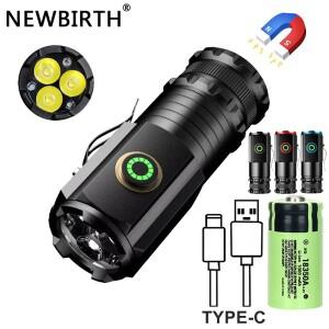 미니 소형 LED 손전등 슈퍼 밝은 알루미늄 포켓 토치 충전식 방수 하이킹 캠핑 플래시 라이트 자석