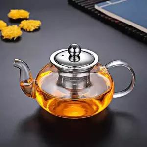 내열 유리 티포트 원형 400ml 차망 포함 홍차 티서버 다용도 주전자