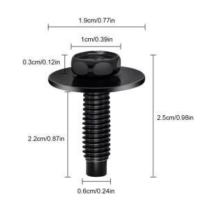 50Pcs M6-1.0 육각 헤드 바디 볼트 범퍼 펜더 스플래시 쉴드 언더 커버 후드 m6 10mm 워셔