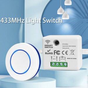 RF 433MHz 무선 원격 제어 전등 스위치 220V 110V 10A 릴레이 수신기 LED 램프에 대 한 미니 라운드 버튼 벽 패널 스위치