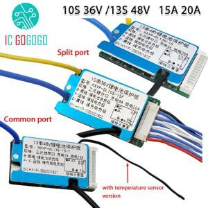 10S 36V 13S 48V 15A 20A 리튬 이온 배터리 보호 보드 일반 포트 BMS 온도 센서 방열판 분리