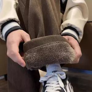 남성 기본 면 바지 코듀로이 왕도톰 캐시미어 팬츠 기모 도톰 블랙 따뜻한 겨울 주니어 일체형 융 와이드