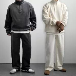 리얼타임 벨벳터치 양털 코듀로이 아노업 셋업/남자 겨울 기모 골덴 와이드 트레이닝 세트 츄리닝 벨벳 아노락 보온 방한 추리닝 상하의 [3C]