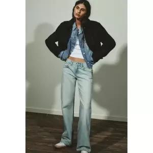 ZARA JEANS TRF WIDE LEG 로우라이즈 - 워싱 블루