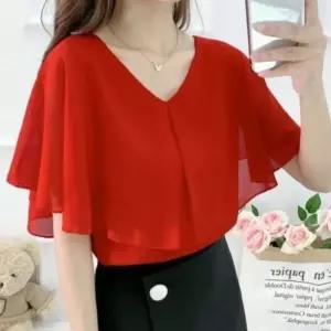 라인댄스복 상의 여성 댄스티 사교 블라우스 소매 레이스 쉬폰 여름