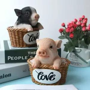 라탄 KJI353R5 바구니 스타일 돼지 장식인형 1P 고품질 장식품