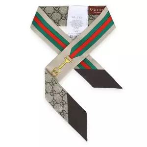 [구찌] 여성 인터로킹 GG 홀스빗 실크 스카프(브라운) 756937 3G001 2164