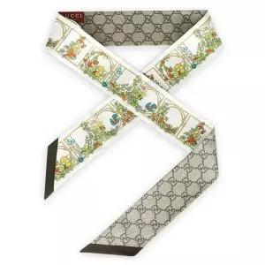 [구찌] 여성 애니멀 앤 플로럴 프린트 실크 스카프(아이보리) 777352 3G001 9200