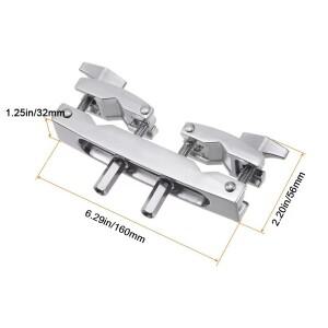 호환 드럼 멀티 클램프 합금 은빛 퀵릴리즈  조절식 구성  부품용 심벌 스탠드 마운트 거치대  2 홀