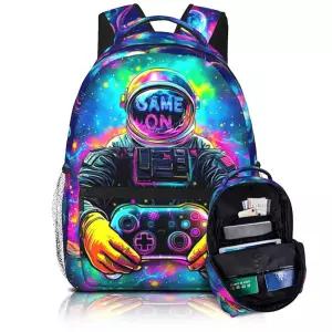 Musealia 남아 여아 백팩 어린이 학생 어린이 청소년 초등학교 중학교 어린이 학교 책가방, 우주 비행사 게