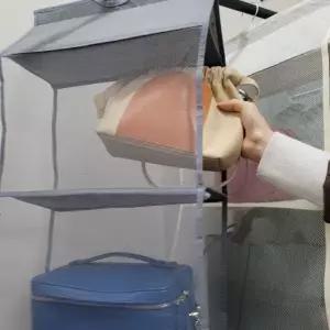 고품질 걸이형 가방 정리대 3단 그레이 수납선반 가방걸이 정리함 (WFKG0YG)