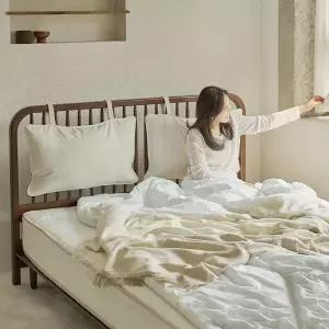 상일리베가구 클로드 2100 패브릭쿠션 원목 침대 퀸 (본넬Q 매트포함)