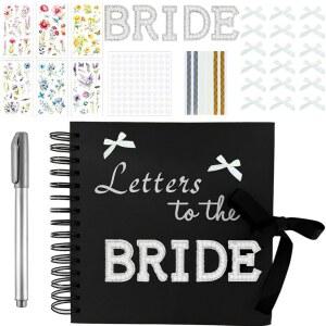 8인치 x 신부에게 보내는 편지 스크랩북 앨범 방명록, 80페이지 분량의 빈 페이지 하드커버 사진 결혼식 기념책, 가족, 기념일 및 DIY 액세서리 키트(블랙 크래프트 페이퍼)
