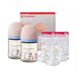 더블하트 신생아 젖병 2개 160ml 젖꼭지 M 4개 애니멀 BNA
