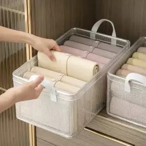 [1+1+1] 클린메쉬 접이식 철제 투명 리빙박스 세척가능 수납정리함 26L