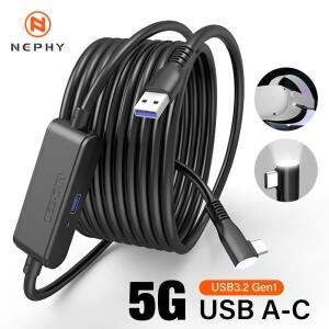 [호환품]Oculus Quest 3S/3/2 PICO Neo 4용 USB3.2 Gen1 VR 링크 케이블 USB-C 5Gbps 데이터 9V 2A 고속 충