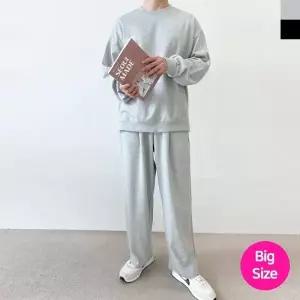 블레오 남자 빅사이즈 무지 맨투맨 와이드 바지 세트 DM2512160