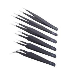 제전 핀셋 6종 세트 정전기 방지 반도체 초정밀 작업 다꾸 스티커 속눈썹 집게 트위저