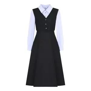 [롯데백화점]라인 셔츠 레이어드 플레어 롱원피스 (NWOPOK07)