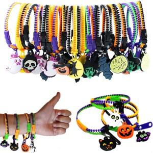 5/30/50PCS 할로윈 지퍼 팔찌 감각 장난감 호박 스컬 스트레스 릴리프 소년 소녀 선워터 대량