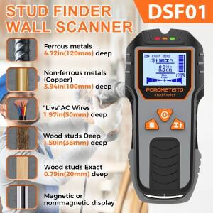6IN1 금속 스터드 감지기 디지털 벽 스캐너 파인더 다기능 AC 전선 목재 케이블 withPosition Hole
