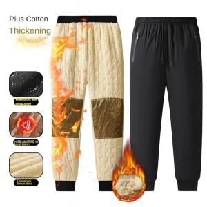남성용 빅 사이즈 겨울 스포츠 바지  캐주얼 방풍 방수 그래핀 히팅 코튼 조거 스키 플리스 다운