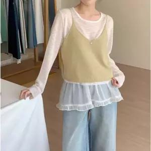 미니스커트 시스루 밴딩 미니스커트 미스아미 레이어드 프릴