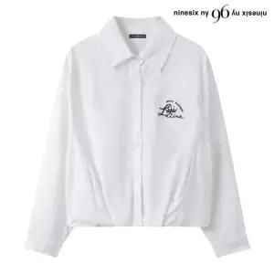 [보니스팍스]데일리 카라 자수 밑단 핀턱 셔츠 (NQ1BA002L0)