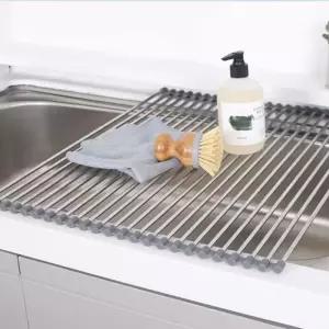사각 싱크대실속 롤 매트 물빠짐 트레이 접이식 건조대