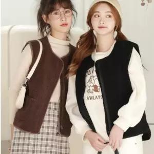 여성 뽀글이 양털 베스트 레이어드 이너 쪼끼 조끼