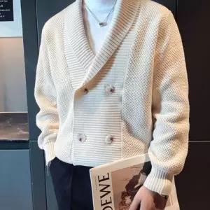 감성 남자 가디건 더블버튼 루즈핏 니트 숄카라