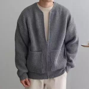 남자 가디건 집업 니트 미니멀 루즈핏 골지