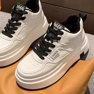 여성 트렌디 아이템 신발 운동화 하이탑 기모 화이트 슈즈 스포츠 겨울 키높이 여학생 보드화 HT4