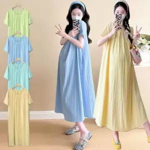 여성 다양한체형 오버핏 편안한 임부 플리츠 드레스 쉬폰원피스