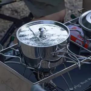 캠핑 통3중견고한 스텐 편수 코펠 2-3인용 2L 1P 야외 냄비