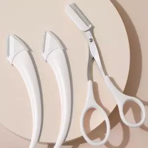 [룽스]눈썹정리세트 눈썹브로우 눈썹정리기 가위+눈썹칼2P