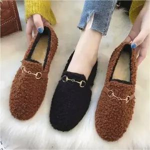 고품질 플랫슈즈 빅사이즈 뽀글이 안감 기모 겨울화 방한 털신발 (WFKHDF1)