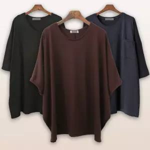 빅사이즈여성의류 가오리 7부 반팔 롱 티셔츠 루즈핏 사이즈에서 자유로운