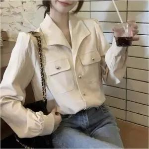 더블버튼블라우스 골드버튼 사이드포켓 블라우스 WFLPSAP