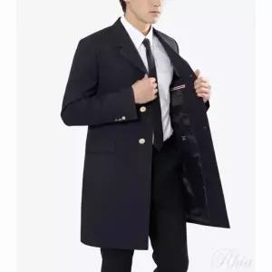 톰브라운 4바 스트라이프 플레인 위빙 체스터필드 오버코트 모크005A 06146 420