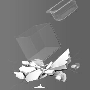 특이한 투명 이중층 어항 큐브 방수 고양이 물그릇 플라스틱 선물