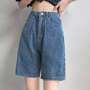 진청 여자 청반바지 팬츠 연청 여름 4부 데님 WFLPTNL