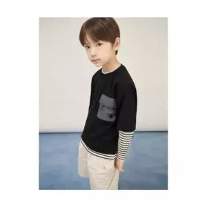브랜드 빈폴키즈 BEANPOLE KIDS 스트라이프 레이어드 반팔  긴팔 2PCS 상상세트 블랙 BI5741U025 695089