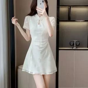 홀복 코스튬 동양 차파오 하얀색 비치웨어