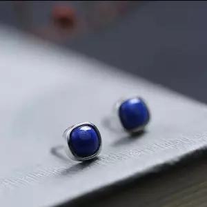 청금석 S925 남홍석 순수 원석 스톤 드롭 이어링 (WFKIL29)