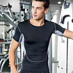 남성 머슬핏 짐웨어 기능성 스포츠 반팔 티셔츠 (WFKIDU6)